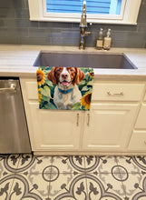 Load image into Gallery viewer, Brittany Spaniel in Sunflowers Kitchen Towel