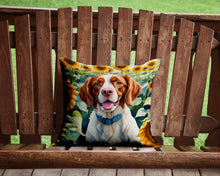 Load image into Gallery viewer, Brittany Spaniel in Sunflowers Throw Pillow - 14x14 Decorative Pillow – Art for Your Home &amp; Patio