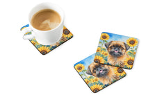 Load image into Gallery viewer, Brussels Griffon in Sunflowers Coasters - Set of 4 Lightweight Foam, Absorbent Drink Coasters