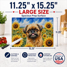Load image into Gallery viewer, Brussels Griffon in Sunflowers Cutting Board Tempered Glass Kitchen Cutting Surface, Heat Resistant Chopping Board with Non-Slip Feet, Decorative Food Prep &amp; Serving