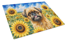 Load image into Gallery viewer, Brussels Griffon in Sunflowers Cutting Board Tempered Glass Kitchen Cutting Surface, Heat Resistant Chopping Board with Non-Slip Feet, Decorative Food Prep &amp; Serving