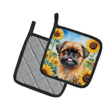 Load image into Gallery viewer, Brussels Griffon in Sunflowers Pot Holders - Set of 2 Decorative Kitchen Helpers | Made in the USA
