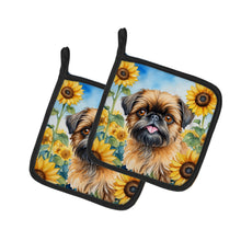 Load image into Gallery viewer, Brussels Griffon in Sunflowers Pot Holders - Set of 2 Decorative Kitchen Helpers | Made in the USA