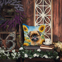 Load image into Gallery viewer, Brussels Griffon in Sunflowers Throw Pillow - 14x14 Decorative Pillow – Art for Your Home &amp; Patio