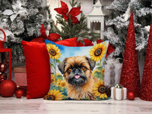 Load image into Gallery viewer, Brussels Griffon in Sunflowers Throw Pillow - 14x14 Decorative Pillow – Art for Your Home &amp; Patio