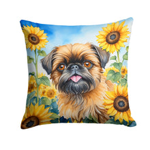 Load image into Gallery viewer, Brussels Griffon in Sunflowers Throw Pillow - 14x14 Decorative Pillow – Art for Your Home &amp; Patio