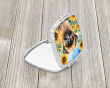 Load image into Gallery viewer, Brussels Griffon in Sunflowers Compact Mirror – Stylish Purse Mirror with Artistic Covers