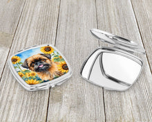 Load image into Gallery viewer, Brussels Griffon in Sunflowers Compact Mirror – Stylish Purse Mirror with Artistic Covers