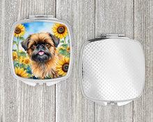 Load image into Gallery viewer, Brussels Griffon in Sunflowers Compact Mirror – Stylish Purse Mirror with Artistic Covers