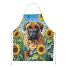 Load image into Gallery viewer, Bullmastiff in Sunflowers Apron – Artist-Designed Kitchen, BBQ &amp; Craft Apron