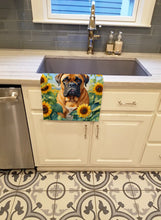 Load image into Gallery viewer, Bullmastiff in Sunflowers Kitchen Towel