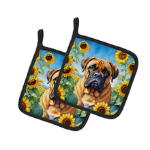 Load image into Gallery viewer, Bullmastiff in Sunflowers Pot Holders - Set of 2 Decorative Kitchen Helpers | Made in the USA