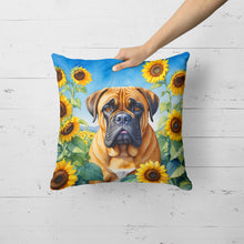 Load image into Gallery viewer, Bullmastiff in Sunflowers Throw Pillow