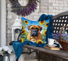 Load image into Gallery viewer, Bullmastiff in Sunflowers Throw Pillow