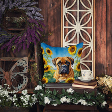 Load image into Gallery viewer, Bullmastiff in Sunflowers Throw Pillow