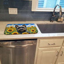 Load image into Gallery viewer, Cairn Terrier in Sunflowers Dish Drying Mat Absorbent Dish Drying Mat Pad for Kitchen Counter Dish Drainer Mat for Countertop, 14 x 21", Multicolor