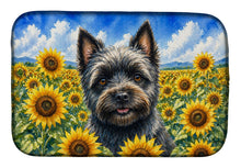 Load image into Gallery viewer, Cairn Terrier in Sunflowers Dish Drying Mat Absorbent Dish Drying Mat Pad for Kitchen Counter Dish Drainer Mat for Countertop, 14 x 21", Multicolor