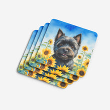 Load image into Gallery viewer, Cairn Terrier in Sunflowers Coasters - Set of 4 Lightweight Foam, Absorbent Drink Coasters