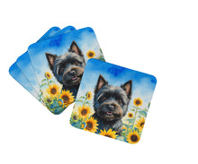 Load image into Gallery viewer, Cairn Terrier in Sunflowers Coasters - Set of 4 Lightweight Foam, Absorbent Drink Coasters