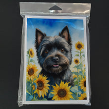 Load image into Gallery viewer, Cairn Terrier in Sunflowers Greeting Cards - Blank Note Cards – 8-Pack of Artist-Designed Cards with Envelopes