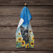 Load image into Gallery viewer, Cairn Terrier in Sunflowers Kitchen Towel