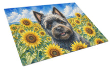 Load image into Gallery viewer, Cairn Terrier in Sunflowers Cutting Board Tempered Glass Kitchen Cutting Surface, Heat Resistant Chopping Board with Non-Slip Feet, Decorative Food Prep &amp; Serving