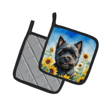 Load image into Gallery viewer, Cairn Terrier in Sunflowers Pot Holders - Set of 2 Decorative Kitchen Helpers | Made in the USA