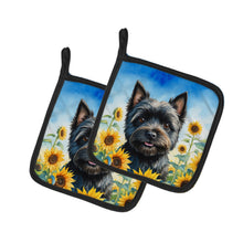 Load image into Gallery viewer, Cairn Terrier in Sunflowers Pot Holders - Set of 2 Decorative Kitchen Helpers | Made in the USA