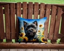 Load image into Gallery viewer, Cairn Terrier in Sunflowers Throw Pillow - 14x14 Decorative Pillow – Art for Your Home &amp; Patio