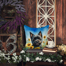Load image into Gallery viewer, Cairn Terrier in Sunflowers Throw Pillow - 14x14 Decorative Pillow – Art for Your Home &amp; Patio