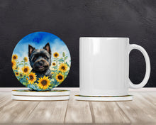 Load image into Gallery viewer, Cairn Terrier in Sunflowers Large Sandstone Coasters Pack of 4