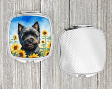 Load image into Gallery viewer, Cairn Terrier in Sunflowers Compact Mirror – Stylish Purse Mirror with Artistic Covers