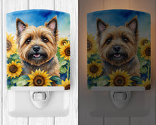 Load image into Gallery viewer, Cairn Terrier in Sunflowers Ceramic Night Light