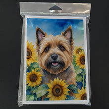 Load image into Gallery viewer, Cairn Terrier in Sunflowers Greeting Cards - Blank Note Cards – 8-Pack of Artist-Designed Cards with Envelopes