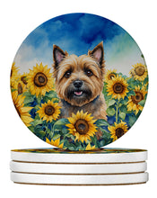 Load image into Gallery viewer, Cairn Terrier in Sunflowers Large Sandstone Coasters Pack of 4