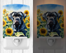 Load image into Gallery viewer, Cane Corso in Sunflowers Ceramic Night Light