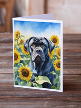 Load image into Gallery viewer, Cane Corso in Sunflowers Greeting Cards - Blank Note Cards – 8-Pack of Artist-Designed Cards with Envelopes