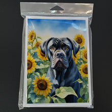 Load image into Gallery viewer, Cane Corso in Sunflowers Greeting Cards - Blank Note Cards – 8-Pack of Artist-Designed Cards with Envelopes