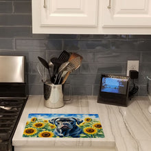 Load image into Gallery viewer, Cane Corso in Sunflowers Cutting Board Tempered Glass Kitchen Cutting Surface, Heat Resistant Chopping Board with Non-Slip Feet, Decorative Food Prep &amp; Serving