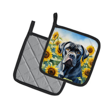 Load image into Gallery viewer, Cane Corso in Sunflowers Pot Holders - Set of 2 Decorative Kitchen Helpers | Made in the USA