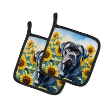 Load image into Gallery viewer, Cane Corso in Sunflowers Pot Holders - Set of 2 Decorative Kitchen Helpers | Made in the USA
