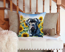 Load image into Gallery viewer, Cane Corso in Sunflowers Throw Pillow - 14x14 Decorative Pillow – Art for Your Home &amp; Patio