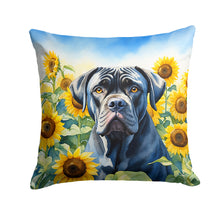 Load image into Gallery viewer, Cane Corso in Sunflowers Throw Pillow - 14x14 Decorative Pillow – Art for Your Home &amp; Patio