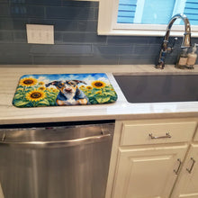 Load image into Gallery viewer, Catahoula in Sunflowers Dish Drying Mat Absorbent Dish Drying Mat Pad for Kitchen Counter Dish Drainer Mat for Countertop, 14 x 21", Multicolor