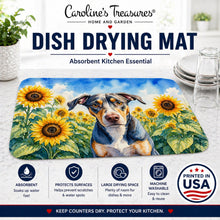 Load image into Gallery viewer, Catahoula in Sunflowers Dish Drying Mat Absorbent Dish Drying Mat Pad for Kitchen Counter Dish Drainer Mat for Countertop, 14 x 21", Multicolor