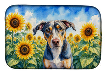 Load image into Gallery viewer, Catahoula in Sunflowers Dish Drying Mat Absorbent Dish Drying Mat Pad for Kitchen Counter Dish Drainer Mat for Countertop, 14 x 21", Multicolor