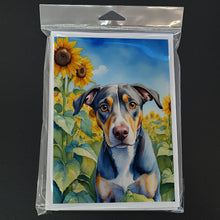 Load image into Gallery viewer, Catahoula in Sunflowers Greeting Cards - Blank Note Cards – 8-Pack of Artist-Designed Cards with Envelopes