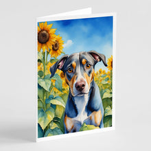 Load image into Gallery viewer, Catahoula in Sunflowers Greeting Cards - Blank Note Cards – 8-Pack of Artist-Designed Cards with Envelopes