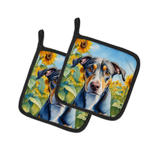 Load image into Gallery viewer, Catahoula in Sunflowers Pot Holders - Set of 2 Decorative Kitchen Helpers | Made in the USA
