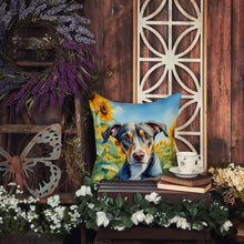 Load image into Gallery viewer, Catahoula in Sunflowers Throw Pillow - 14x14 Decorative Pillow – Art for Your Home &amp; Patio